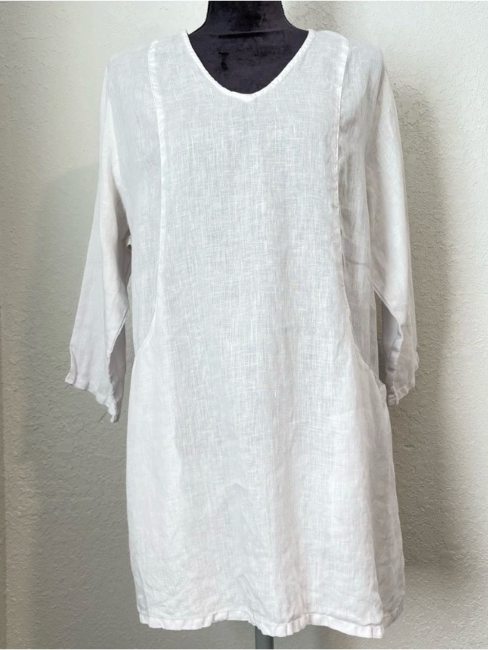 Women's White Linen Tunic Dress